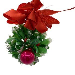 Vintage Plastic Mistletoe Kiss Ball mercury glass ornaments 9 inches